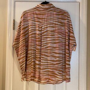 Entro Oversized Zebra Print Button-Up Blouse - Size Small